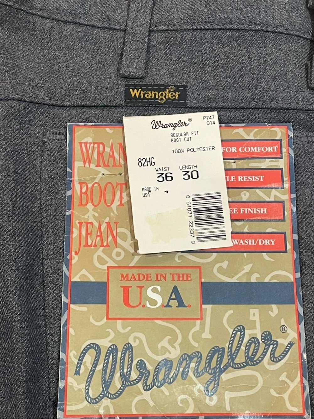 VTG Wrangler Wrancher Dress Jeans Grey Cowboy Bootcut Rodeo Gray USA 36x30 NWT